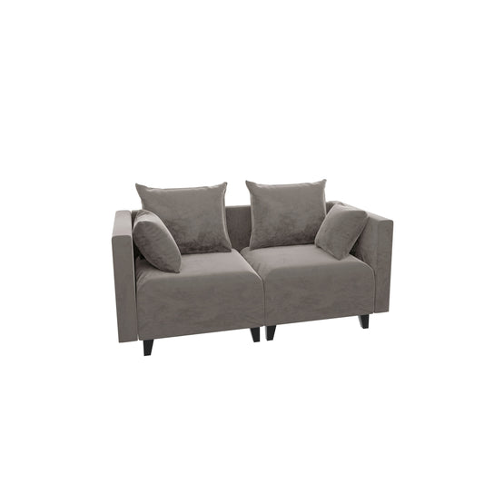 Sectional Sofa, Velvet Square Arm Sofa for bedroom, livingroom, camel