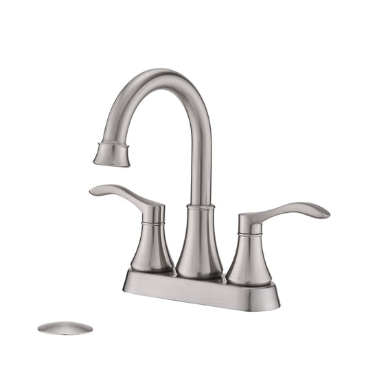 4-inch Brushed Nickel Swivel Spout Bathroom Faucet with Pop Up Drain