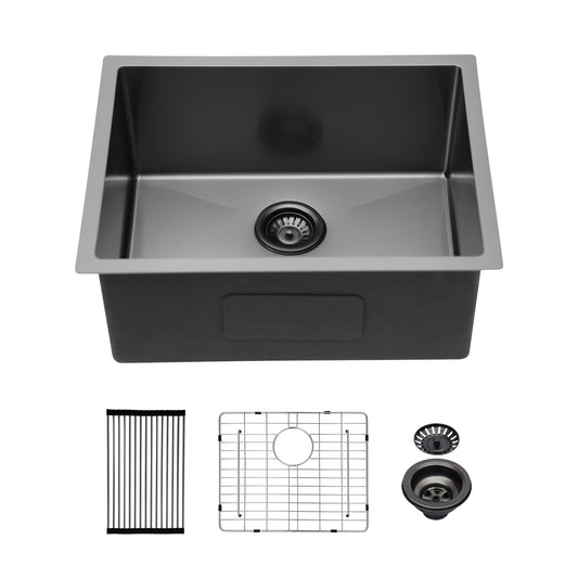 Gunmetal Black Kitchen Sink with Nano Stainless Steel Finish & Soundproof Design