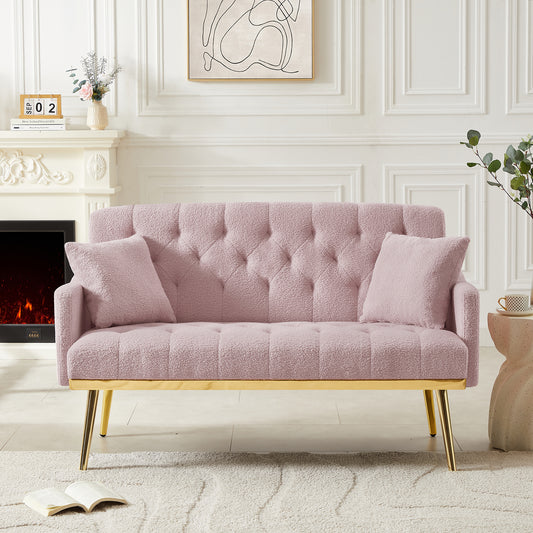 PINK TEDDY FABRIC  2 SEATER SOFA