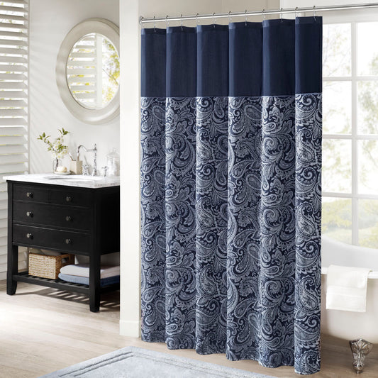 Sophisticated Paisley Jacquard Bathroom Curtain