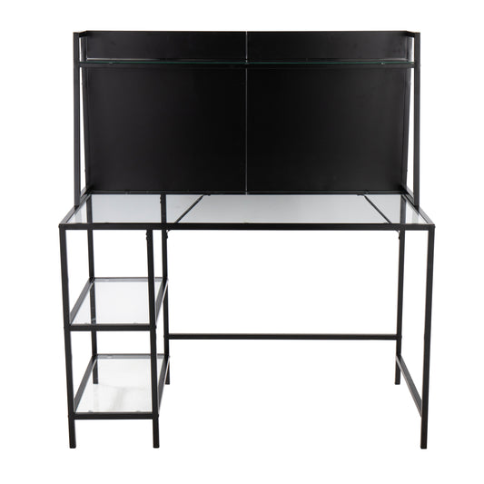 LumiSource Modern Clear Glass and Black Metal Desk