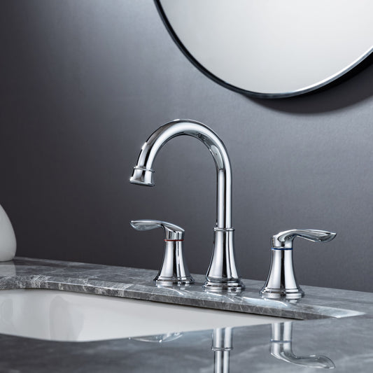Elegant Dual-Handle Bathroom Faucet Set with Drain Assembly