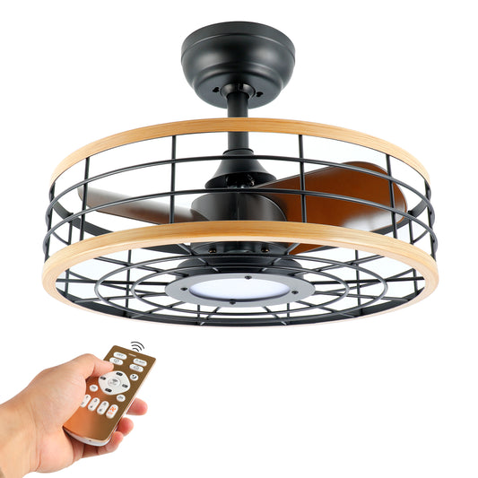 16 Caged Ceiling Fan with Reversible Motor and Remote Control