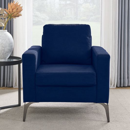 Sofa Chair,with Square Arms and Tight Back ,Corduroy Navy