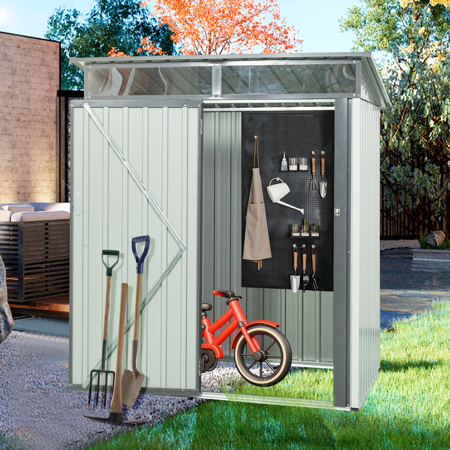 TC53W 5ft x 3ft Outdoor Metal Storage Shed Transparent plate white