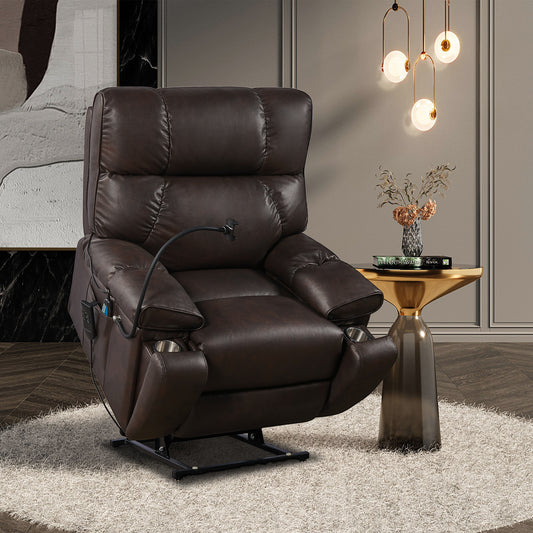 Electric Power Lift Recliner Chair with Massage, Heat, and Phone Holder for Seniors