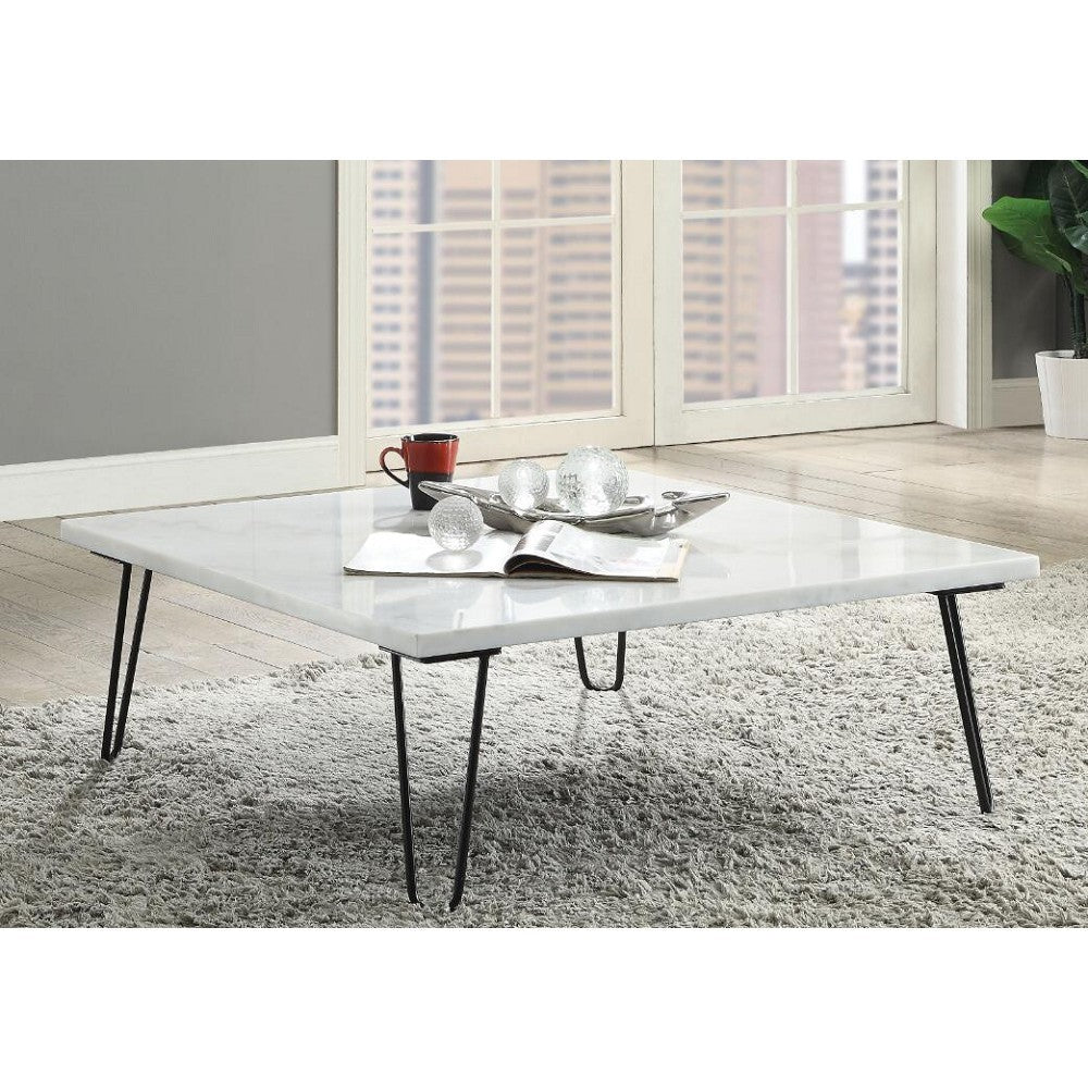 Luxurious Telestis White Marble and Black Coffee Table