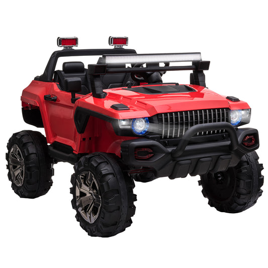 12V 2-Seater Red Police Car Ride-on Truck for Kids with Remote Control