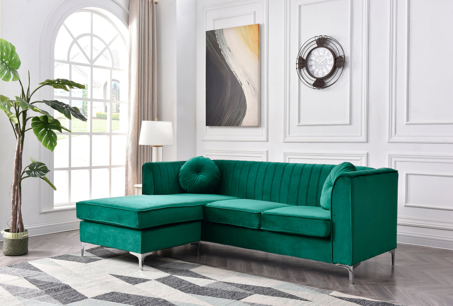 Delray G792B-SC Sofa Chaise in Elegant Green Velvet