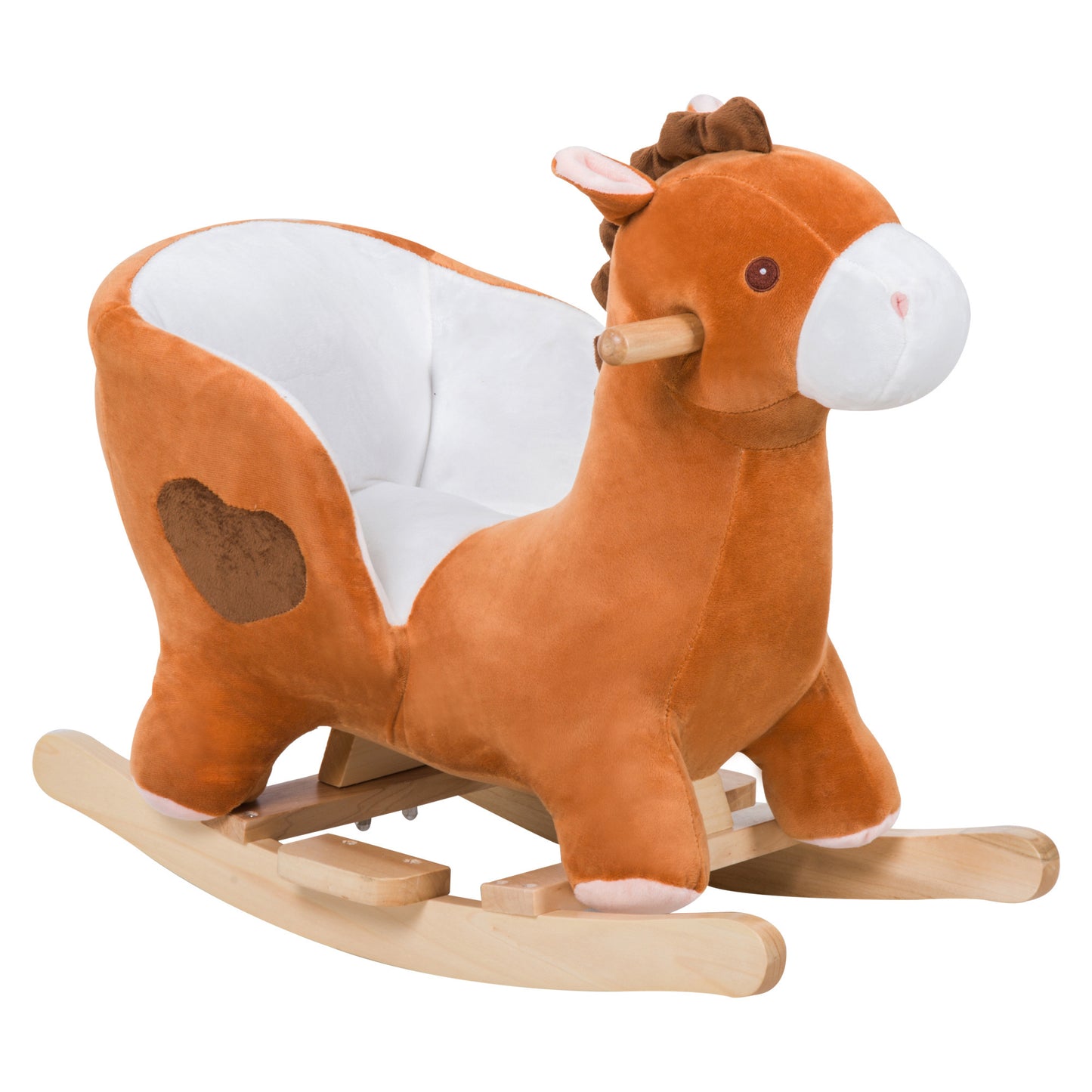 Qaba Kids Plush Animal Ride-On Rocking Horse with Songs and Soft Fabric