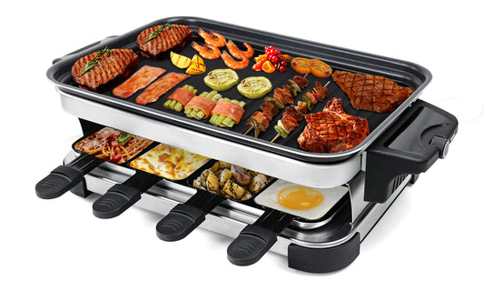 8-person Raclette Grill with Baking Tray and Mini Pots