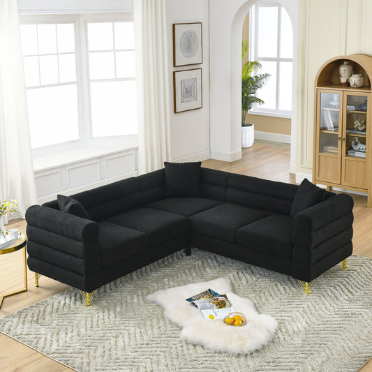 81.5-Inch Streamline Modern Corner Sofa with Metallic Luster Legs and Durable Construction