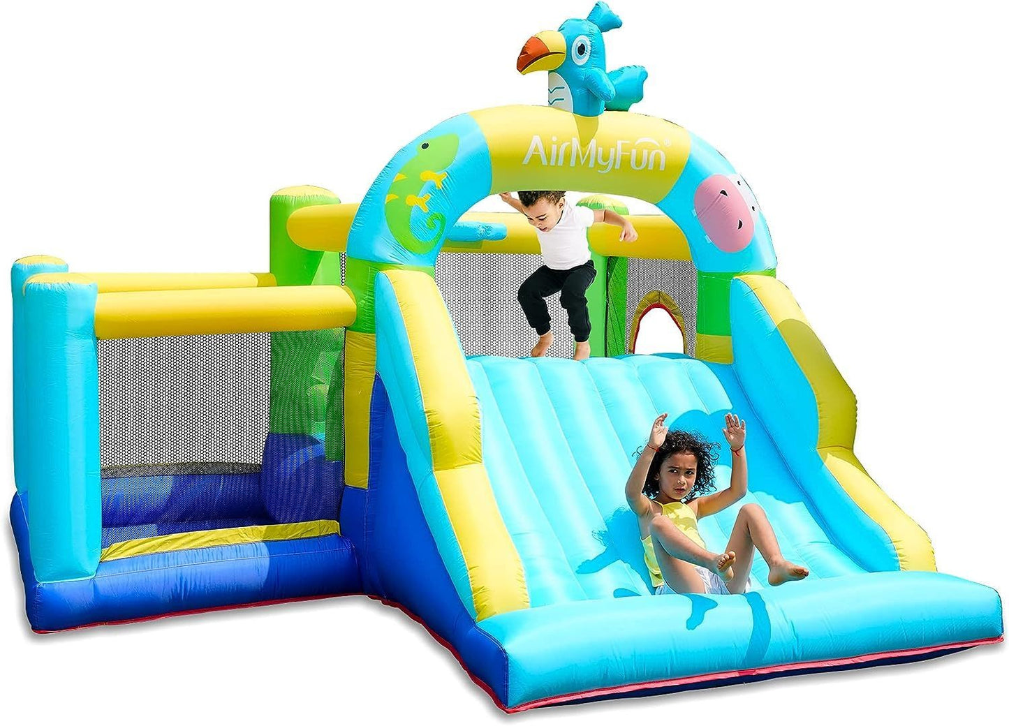 Inflatable Animal Castle Bounce House with Wide Slide and Ball Pool