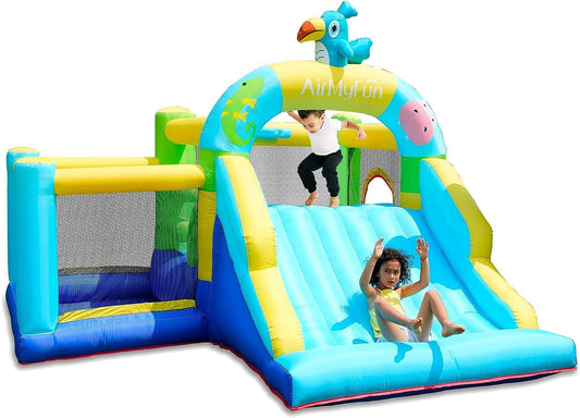 Inflatable Animal Castle Bounce House with Wide Slide and Ball Pool