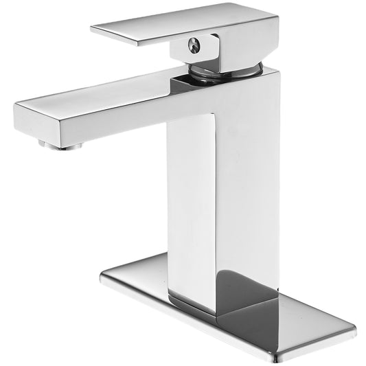 Elegant Polished Chrome Bathroom Faucet with Convenient Single-Handle Design