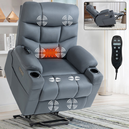 Ultimate Comfort Lift Recliner Chair with Vibration Massage, Heating, Cup Holders, and USB Ports