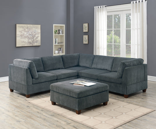 Soft Grey Modular Sectional Sofa Set with Ottoman