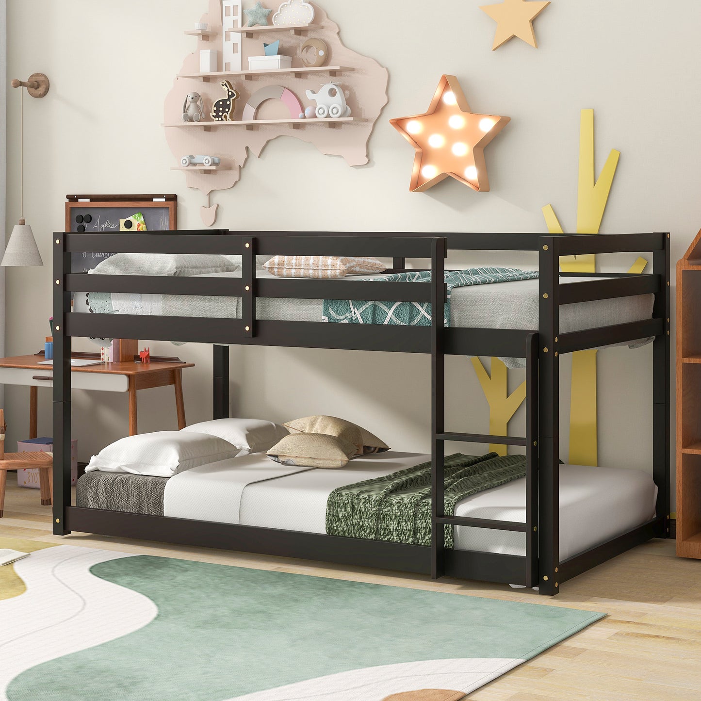 Spacious Espresso Twin Bunk Bed