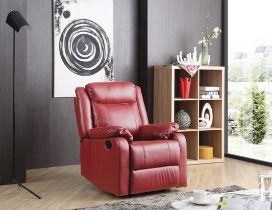 Rocker Recliner in Red Faux Leather with Steel Frame - Glory Furniture Ward G765A-RC