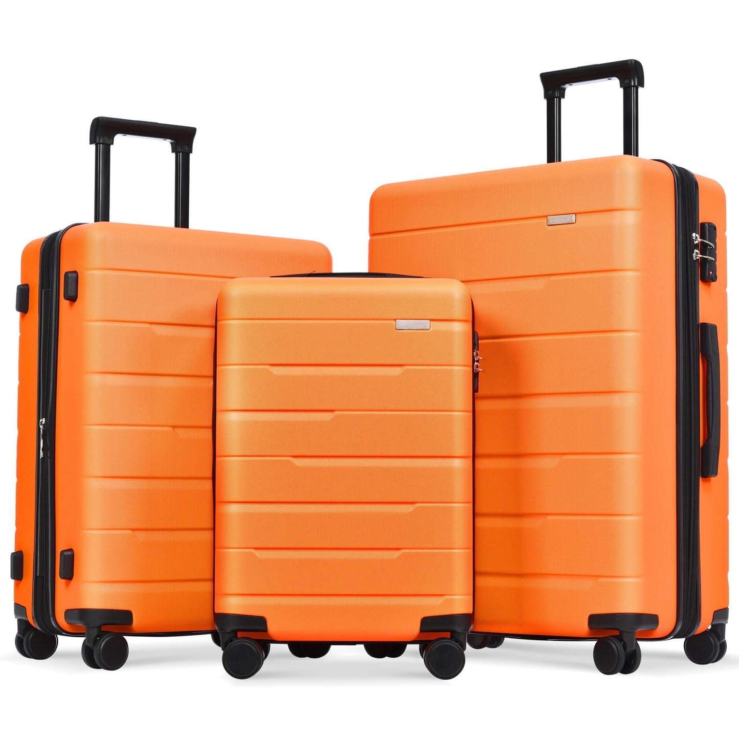 Luggage Sets 3 Piece Suitcase Set 20/24/28,Carry on Luggage Airline Approved,Hard Case with Spinner Wheels,Orange