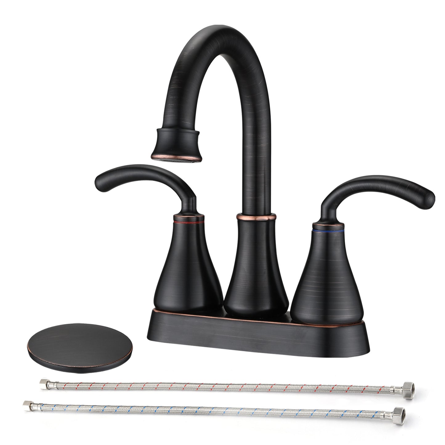 Elegant Oil-Rubbed Bronze Bathroom Sink Faucet with Dual Handles and Pop-up Drain