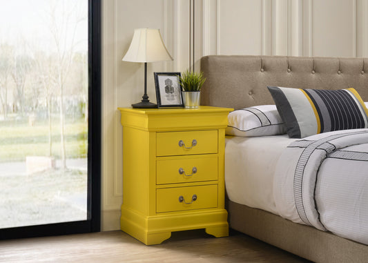 Louis Phillipe G3102-3N 3 Drawer Nightstand , Yellow