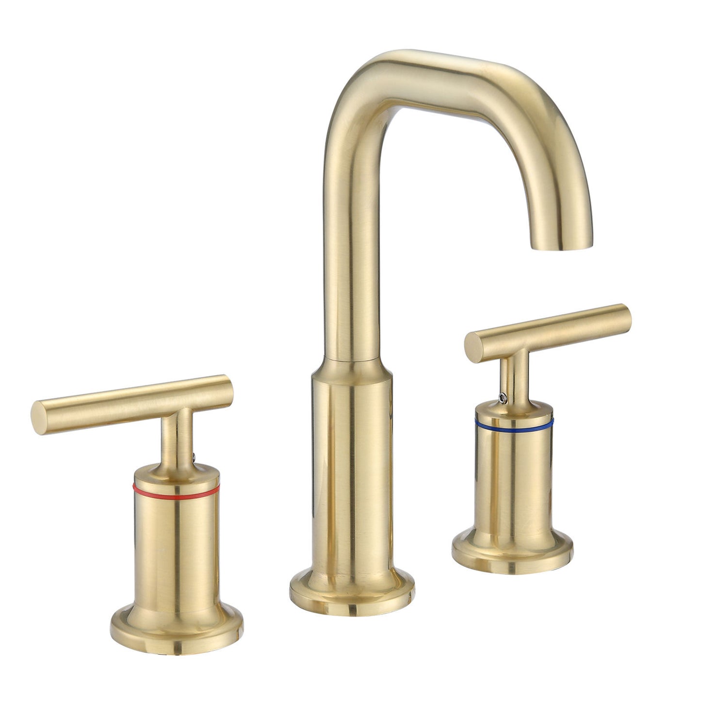 Golden Brushed 3 Hole 2 Handle Vanity Sink Faucet