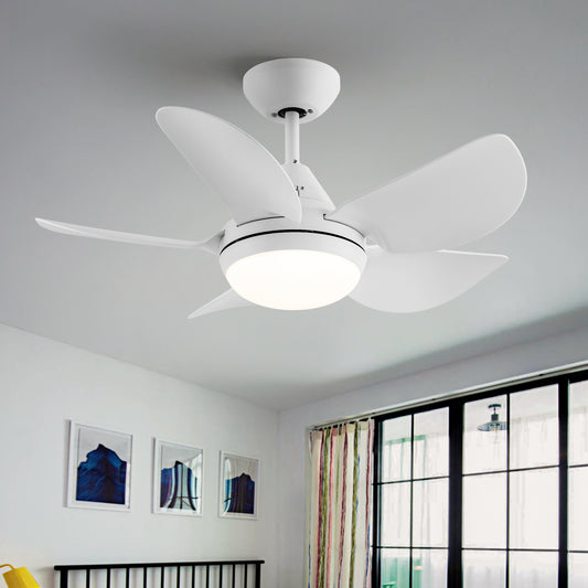 30-Inch Integrated LED Ceiling Fan with White ABS Blades and Remote Control