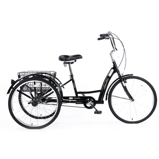 26'' European Adult  Tricycles 3 Wheel W/Installation Tools with Low Step-Through, Large Basket,  Tricycle for Adults, Women, Men